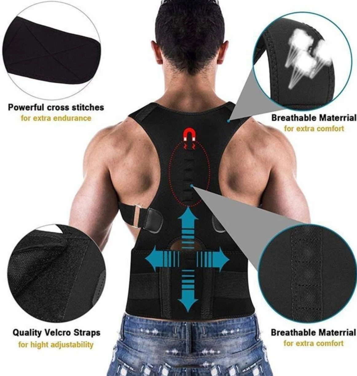 Aerofyt AuFlex Magnetic Posture Corrector Belt – Back & Shoulder Support for Men & Women