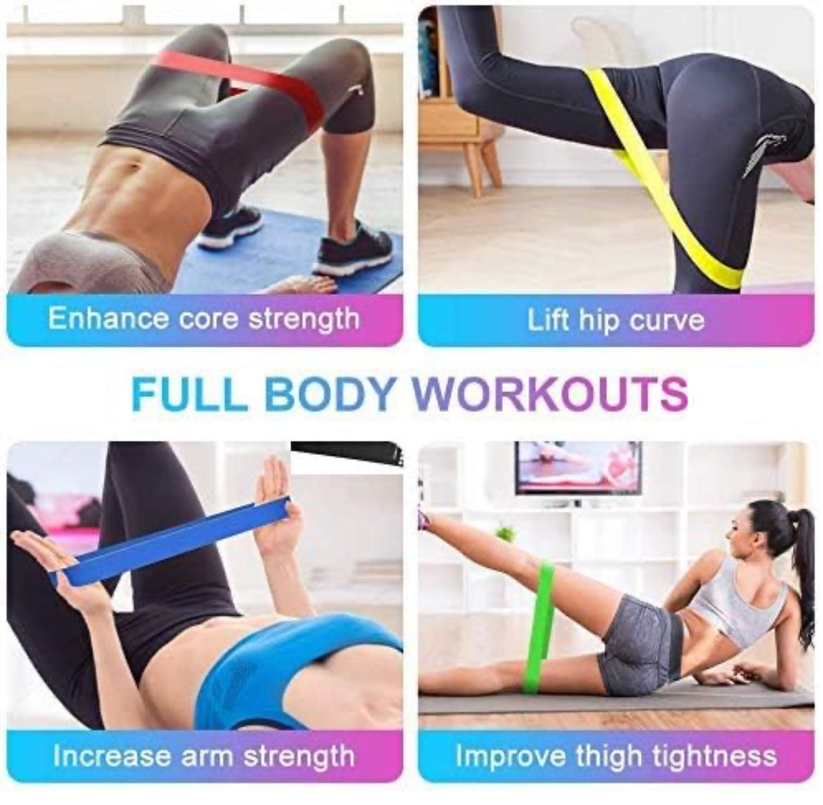 Aerofyt 5-in-1 Resistance Loop Bands Set – Home Workout Essential for Squats, Glutes, Legs & Rehab