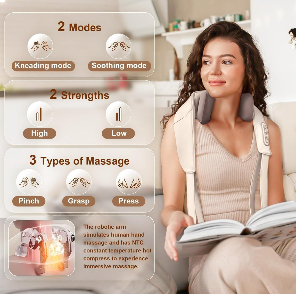Aerofyt 6D Kneading Neck & Shoulder Massager – Deep Tissue Relief with Heat & Strap Design