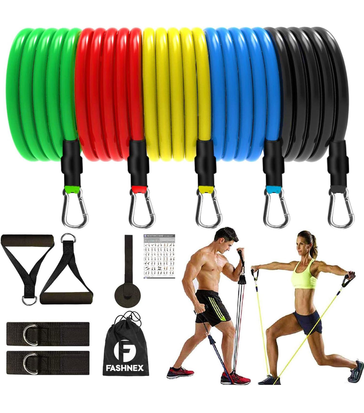 AeroFyt Resistance Pro Tube Kit – 5 Band Full-Body Workout System (Up to 100 lbs)
