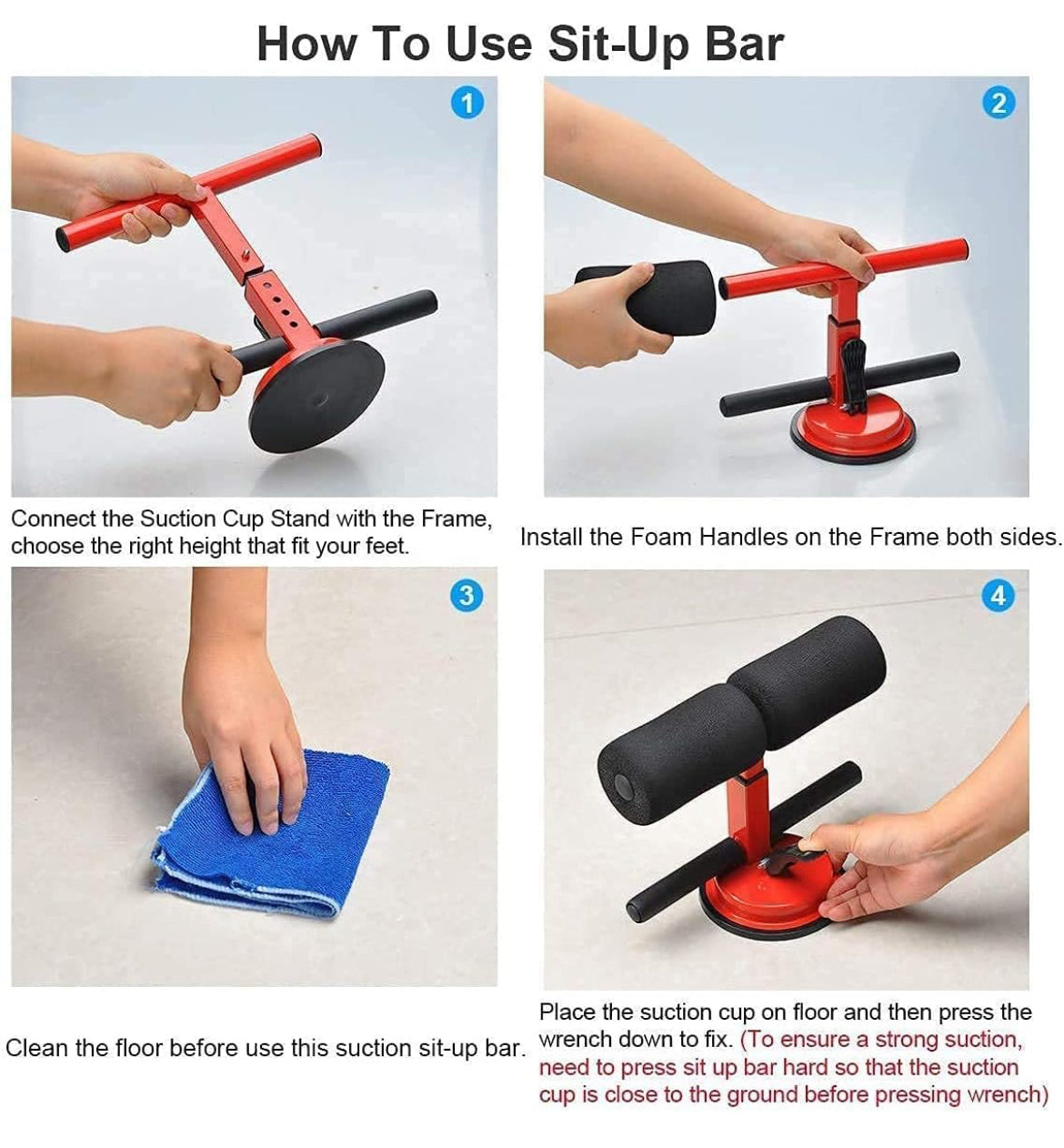 AeroFyt CoreFix Sit-Up Assistant – Adjustable Suction Bar for Abs & Home Workouts