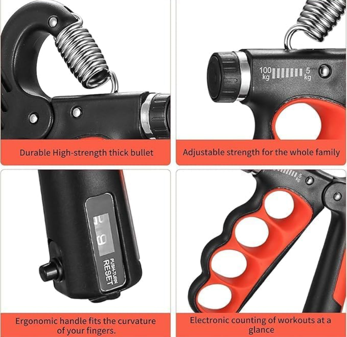 AeroFyt PowerGrip Pro – 5kg to 100kg Adjustable Hand Grip Strengthener with Counter